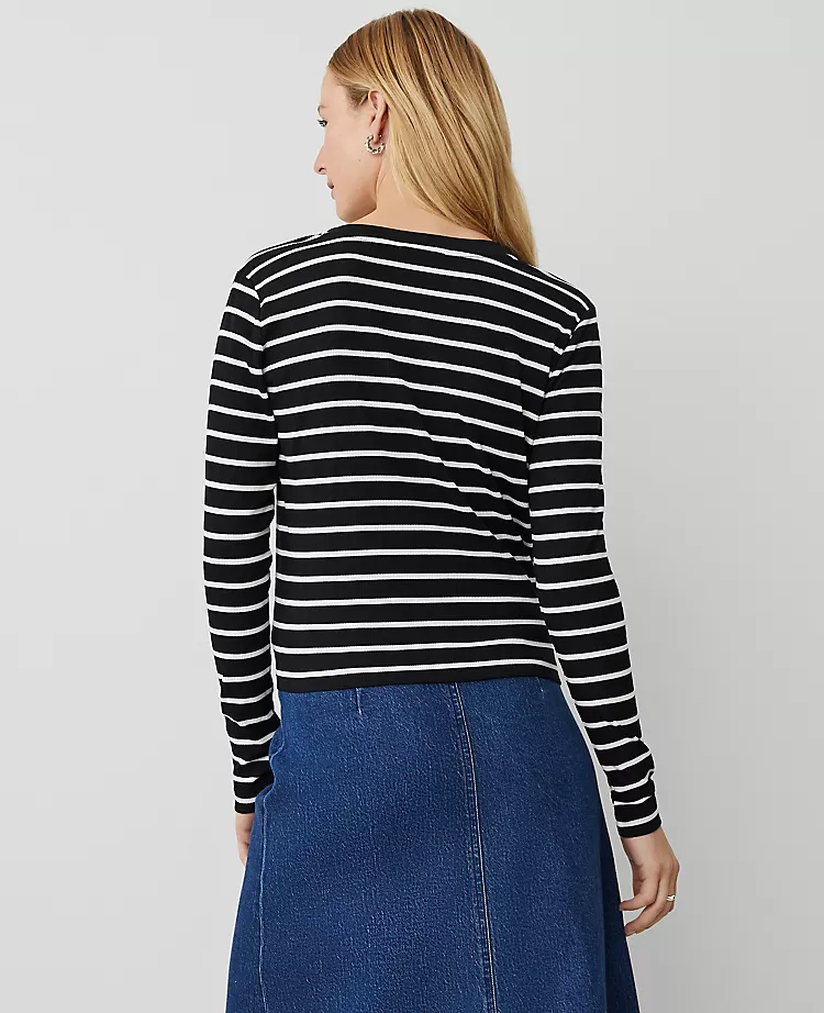 Weekend Collection Striped V-Neck Cardigan
