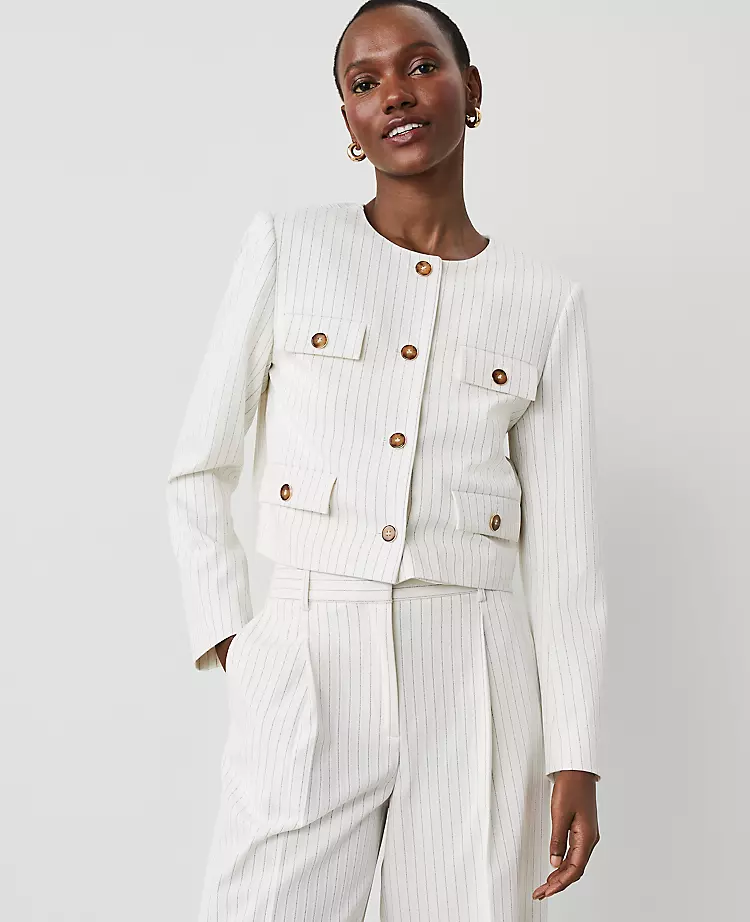 Pinstripe Crew Neck Jacket