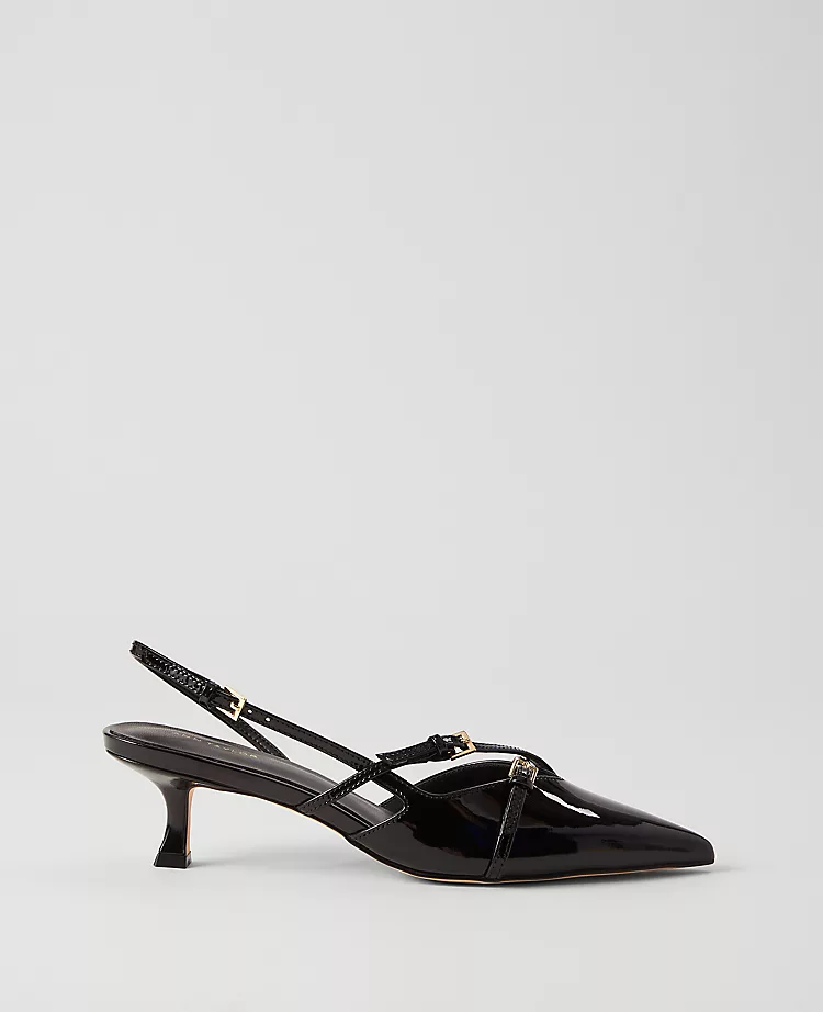 Strappy Pointy Toe Patent Pump