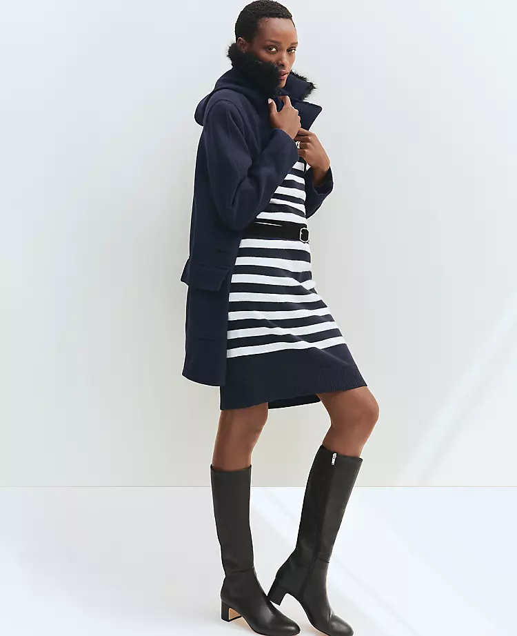 Petite Weekend Collection Striped Sweater Dress