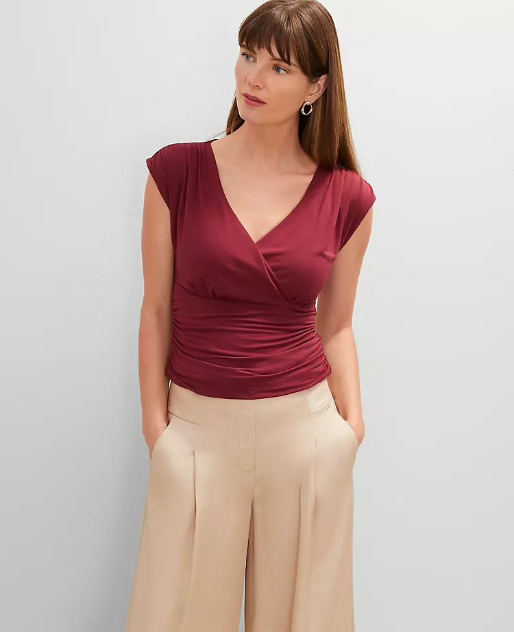 Gathered V-Neck Top