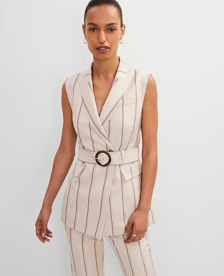 Pinstripe Belted Vest