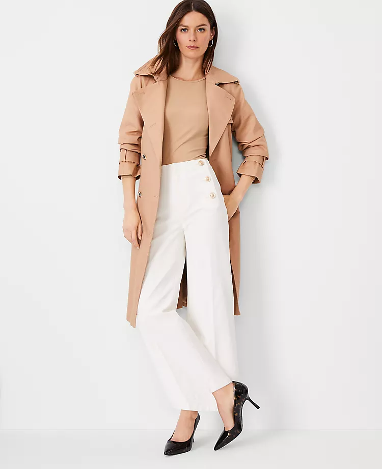 Mariner High Rise Wide-Leg Crop Jeans in Ivory