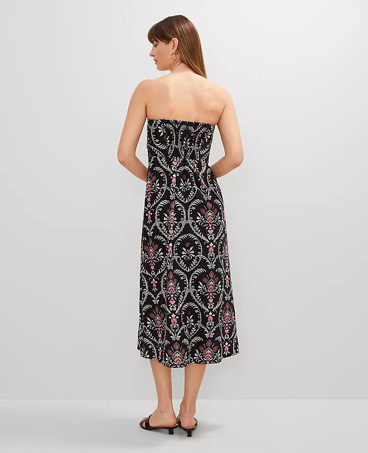 Floral Linen Blend Midi Dress