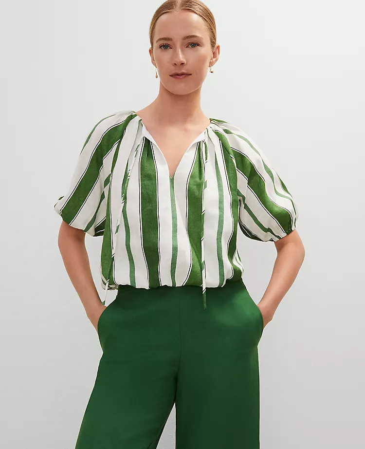 5705-Linen-Blend-Bubble-Hem-Blouse-1.webp Linen Blend Bubble Hem Blouse