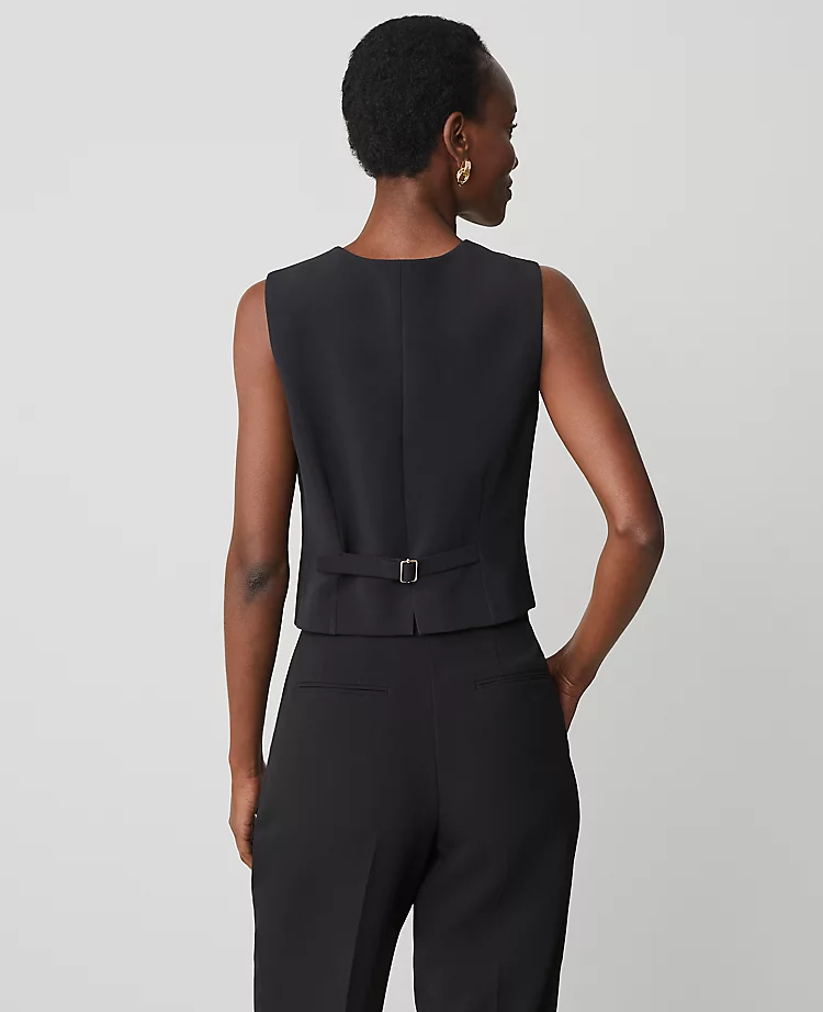 The Petite Cropped Vest in Fluid Crepe