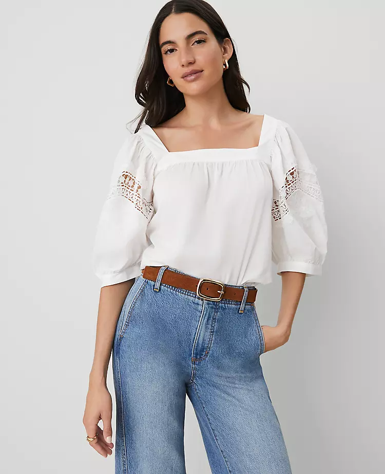 Eyelet Puff Sleeve Blouse