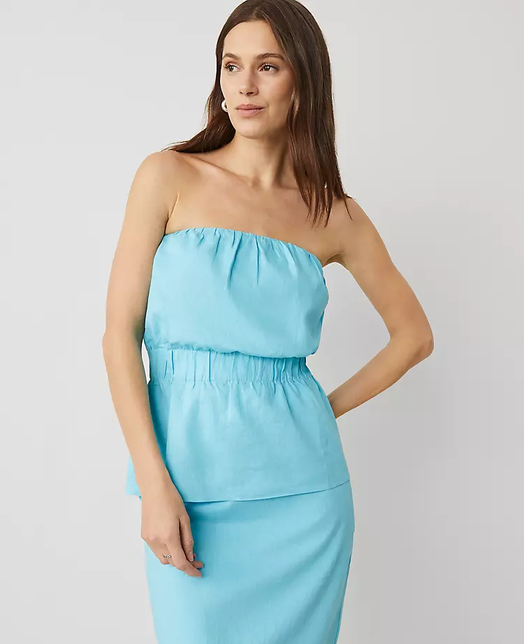 Linen Blend Strapless Top