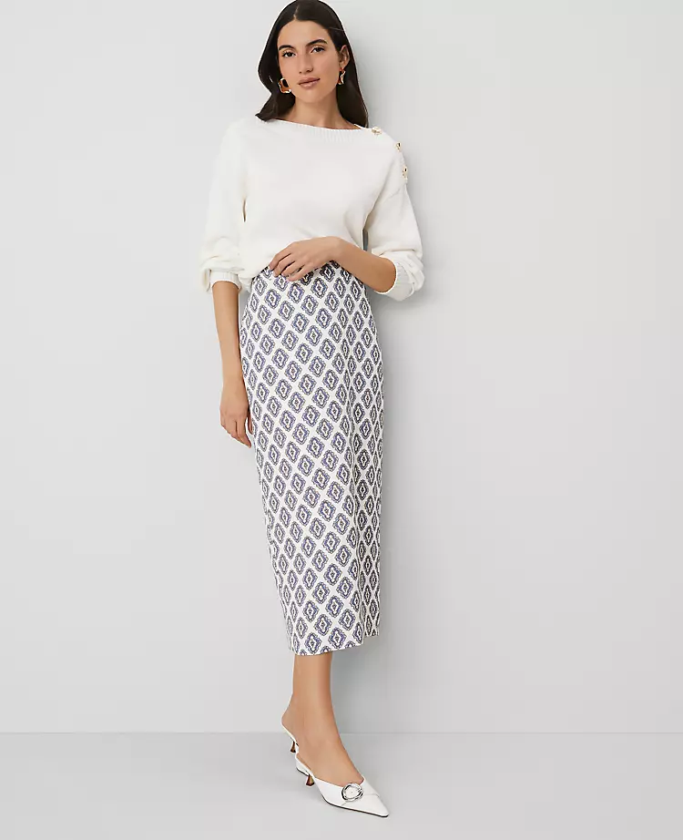 Petite Foulard Column Midi Skirt