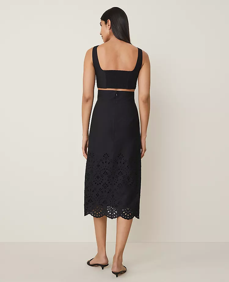 Petite Embroidered Strappy Midi Dress