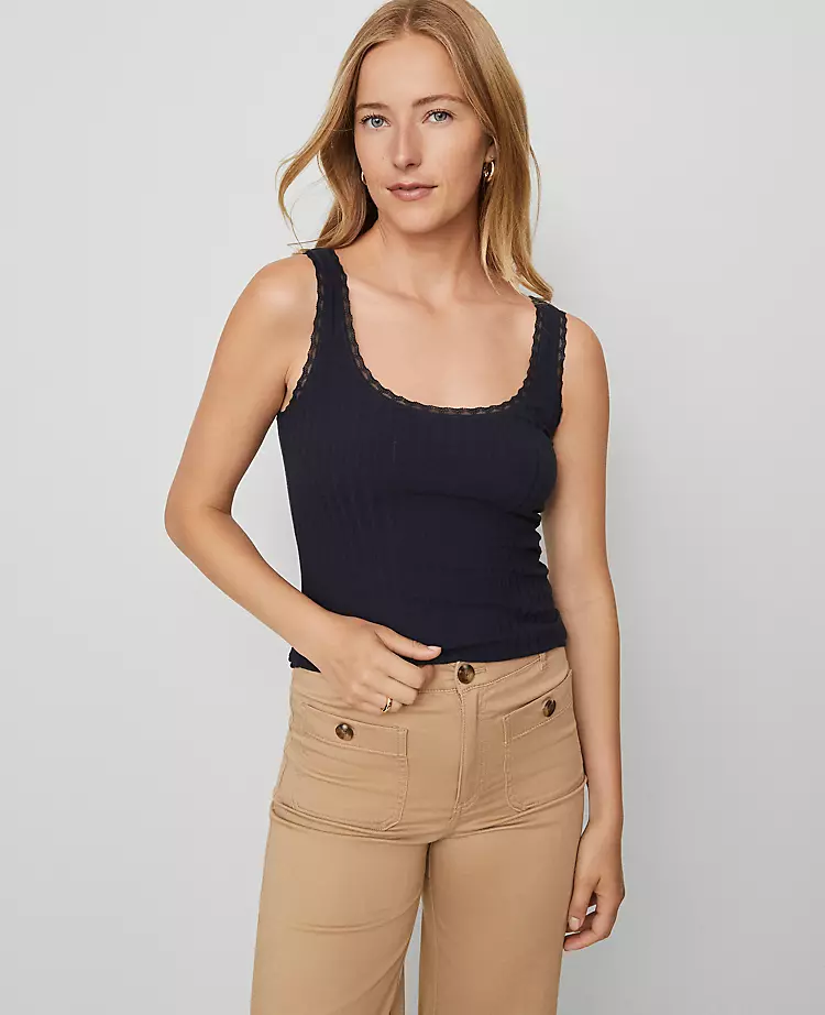 Weekend Collection Lace Trim Tank Top