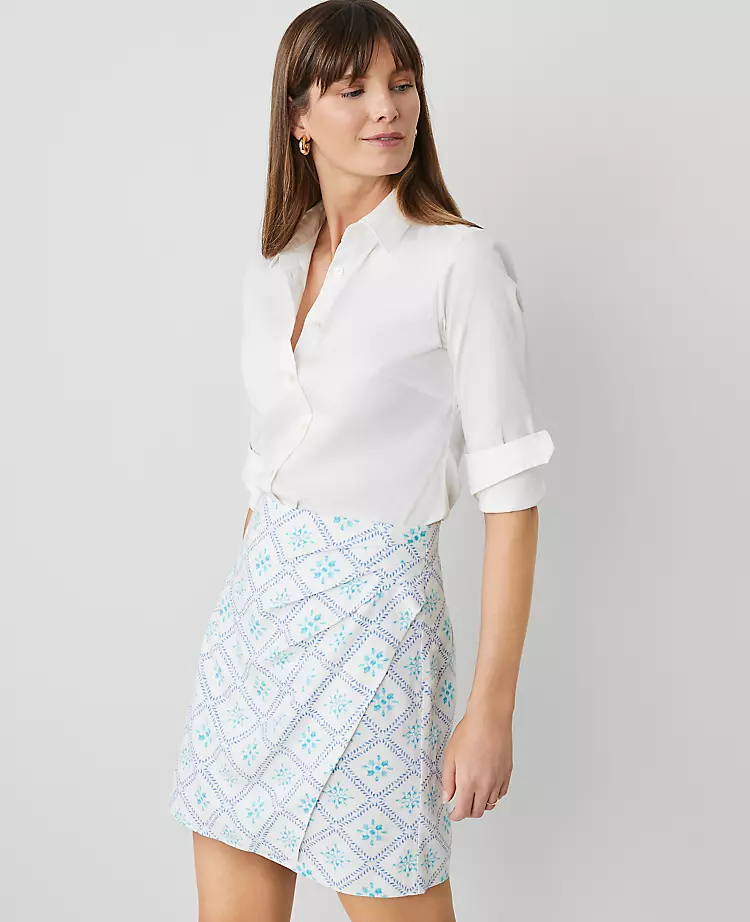Petite Tiled Linen Blend Sarong Skirt
