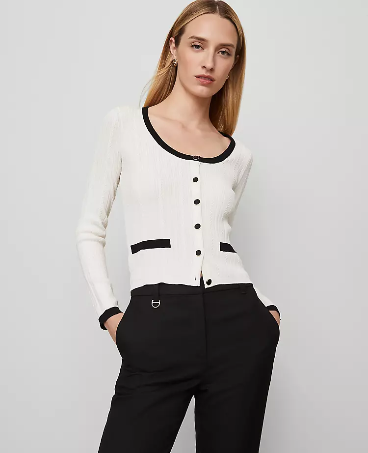 Contrast Trim Cardigan