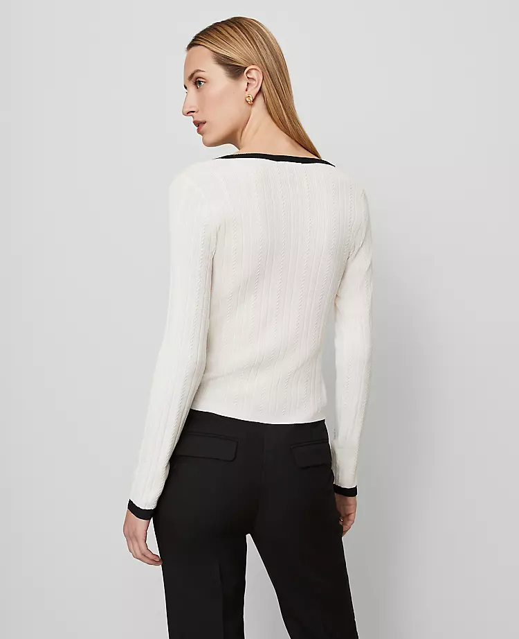 Contrast Trim Cardigan