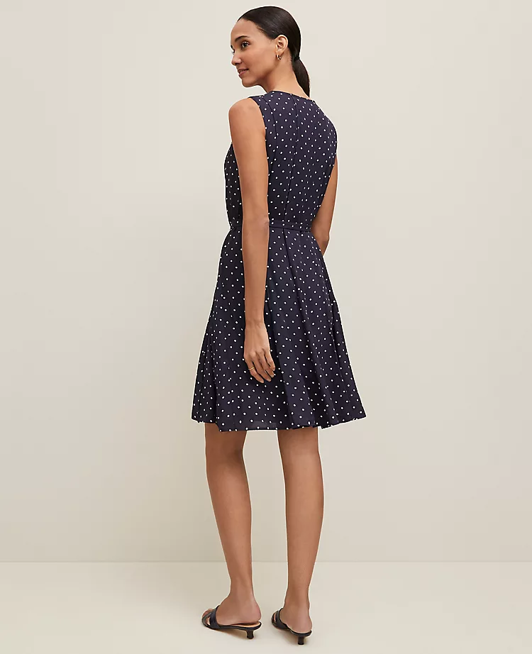 Dotted Belted Flare Dress