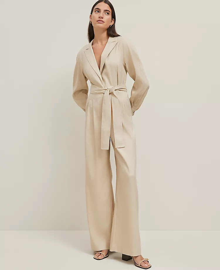 Petite Linen Blend Wide Leg Jumpsuit