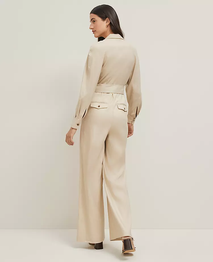 Petite Linen Blend Wide Leg Jumpsuit