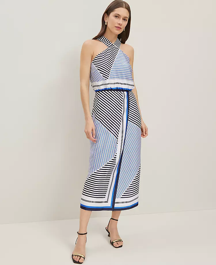 Striped Halter Midi Dress