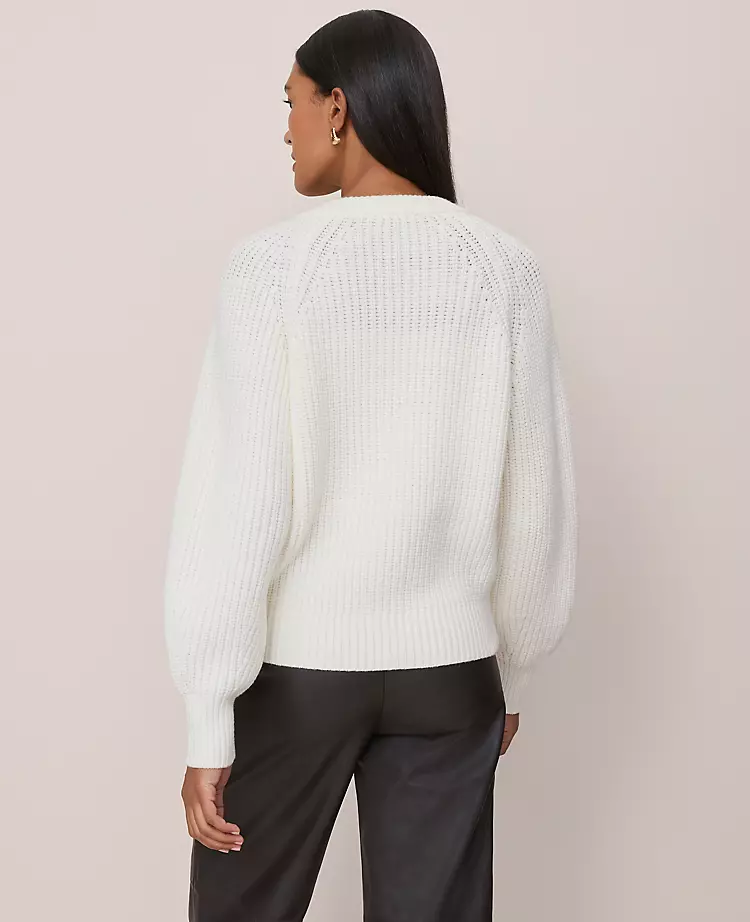 Chunky Ribbed Crew Neck Cardigan