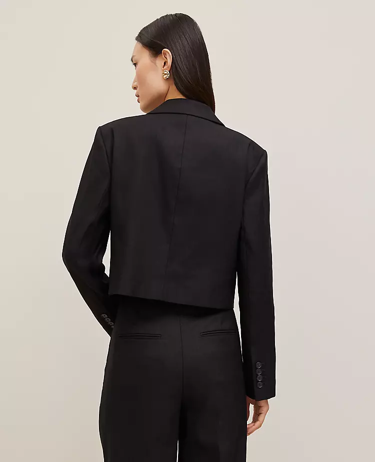 The Petite Cropped Blazer in Linen Blend
