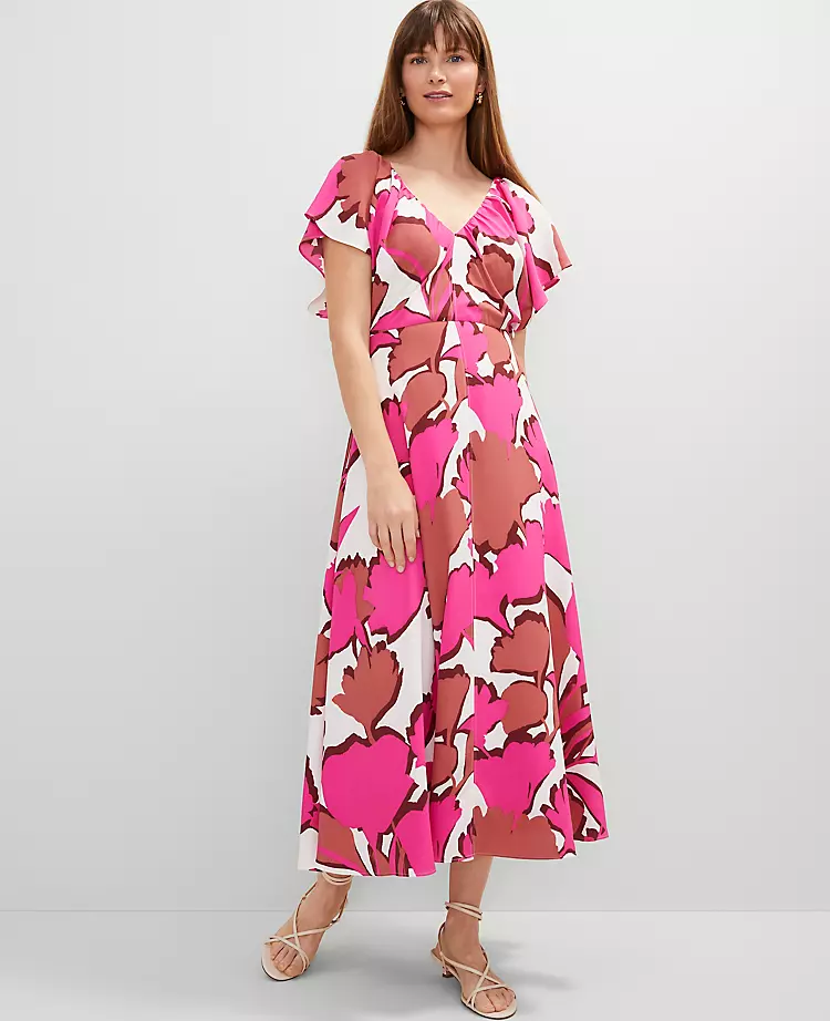 7372-Petite-Floral-Flutter-Sleeve-Midi-Dress-3.webp Petite Floral Flutter Sleeve Midi Dress