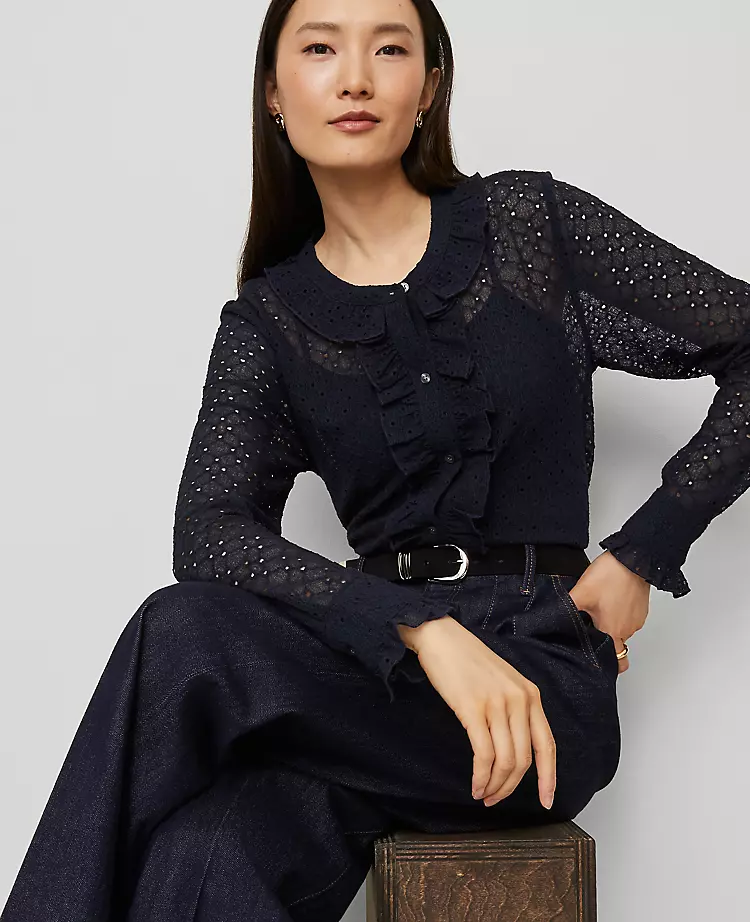 7491-Lace-Ruffle-Trim-Blouse-3.webp Lace Ruffle Trim Blouse