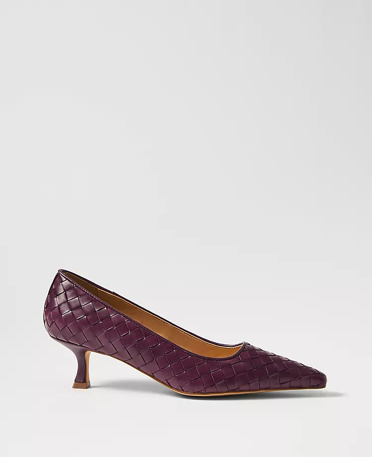 Woven Nip Toe Kitten Heel Pumps