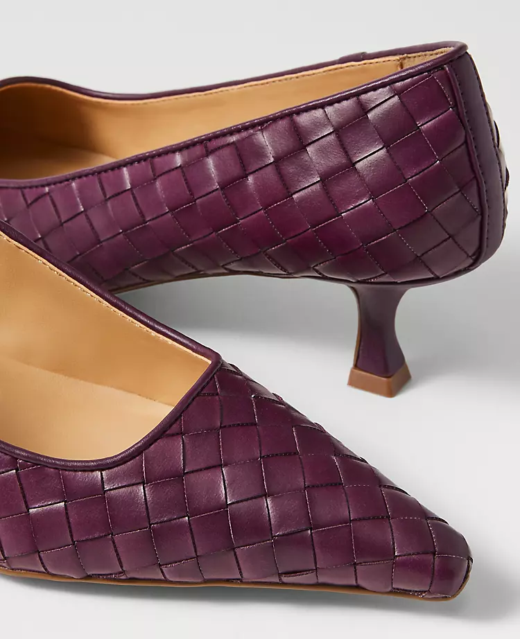 Woven Nip Toe Kitten Heel Pumps