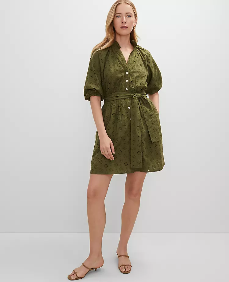 7549-Eyelet-Ruffle-Neck-Flare-Dress-3.webp Eyelet Ruffle Neck Flare Dress