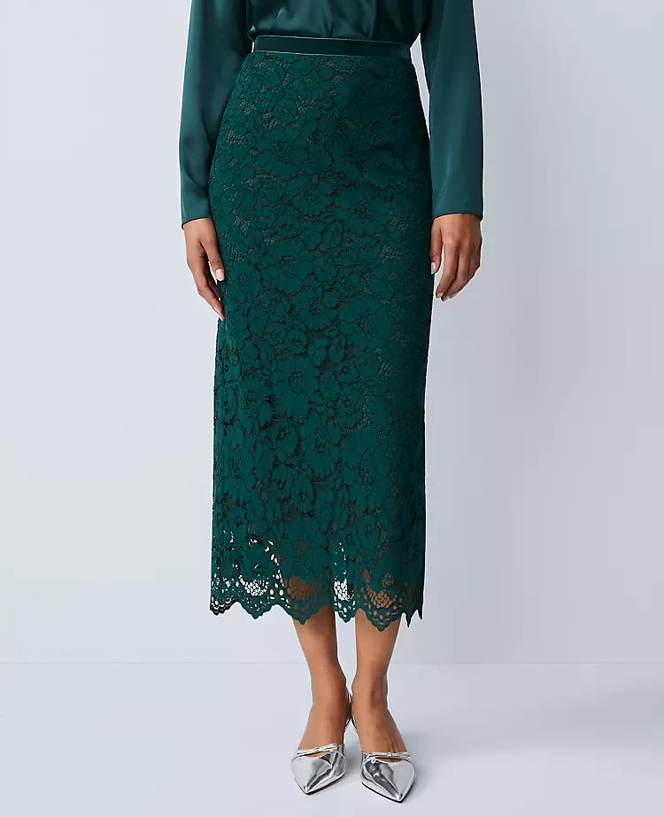 Lace Column Midi Skirt