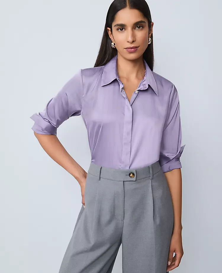Pinstriped Satin Essential Shirt