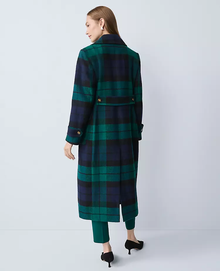 Plaid Fitted Double Breasted Coat