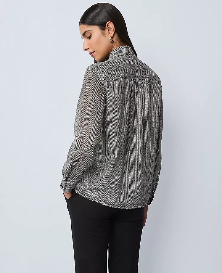 Herringbone Bow Blouse