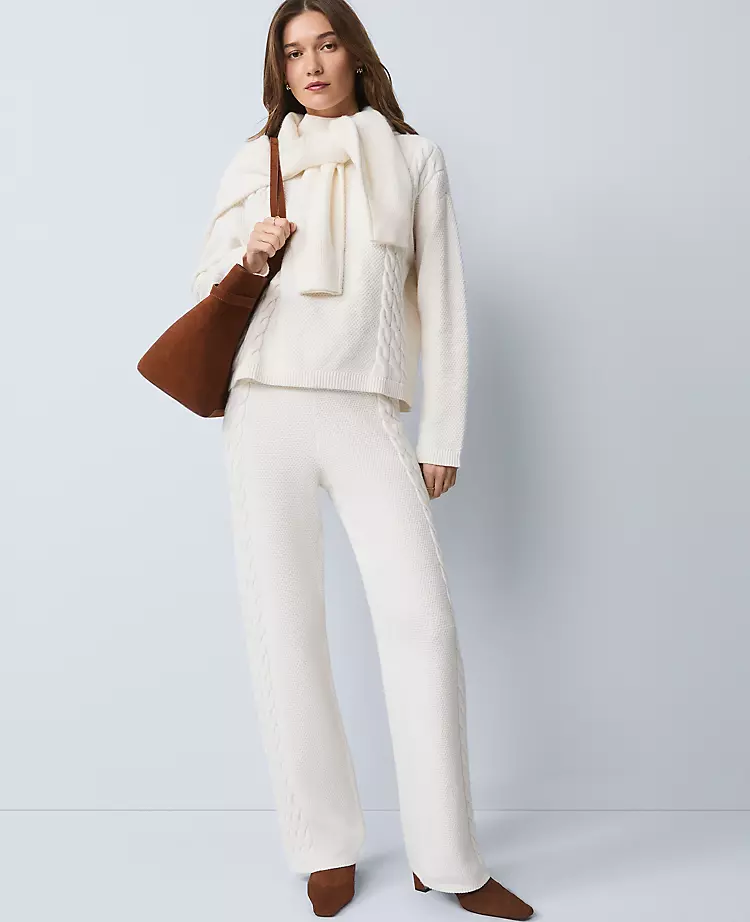 Weekend Collection The Mixed Stitch Wide-Leg Sweater Pant