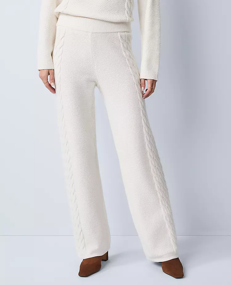 Weekend Collection The Mixed Stitch Wide-Leg Sweater Pant
