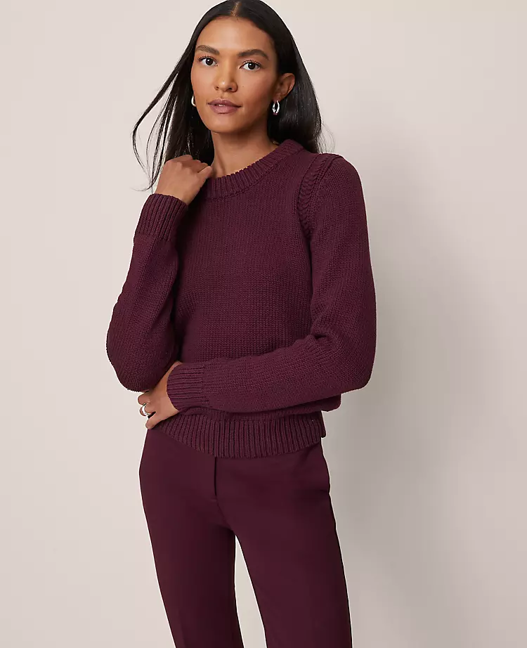 Petite Shoulder Detail Crew Neck Sweater
