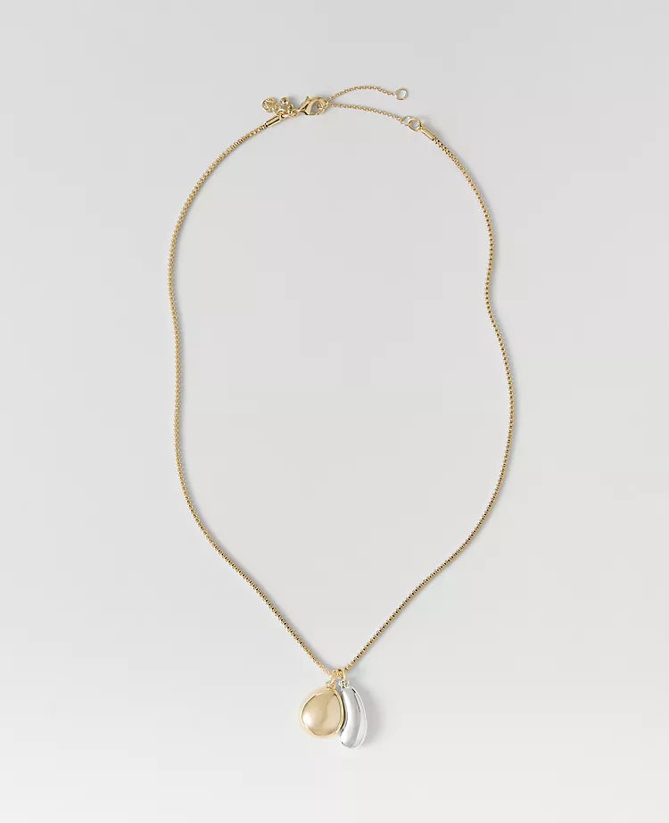 Mixed Metal Double Pendant Necklace