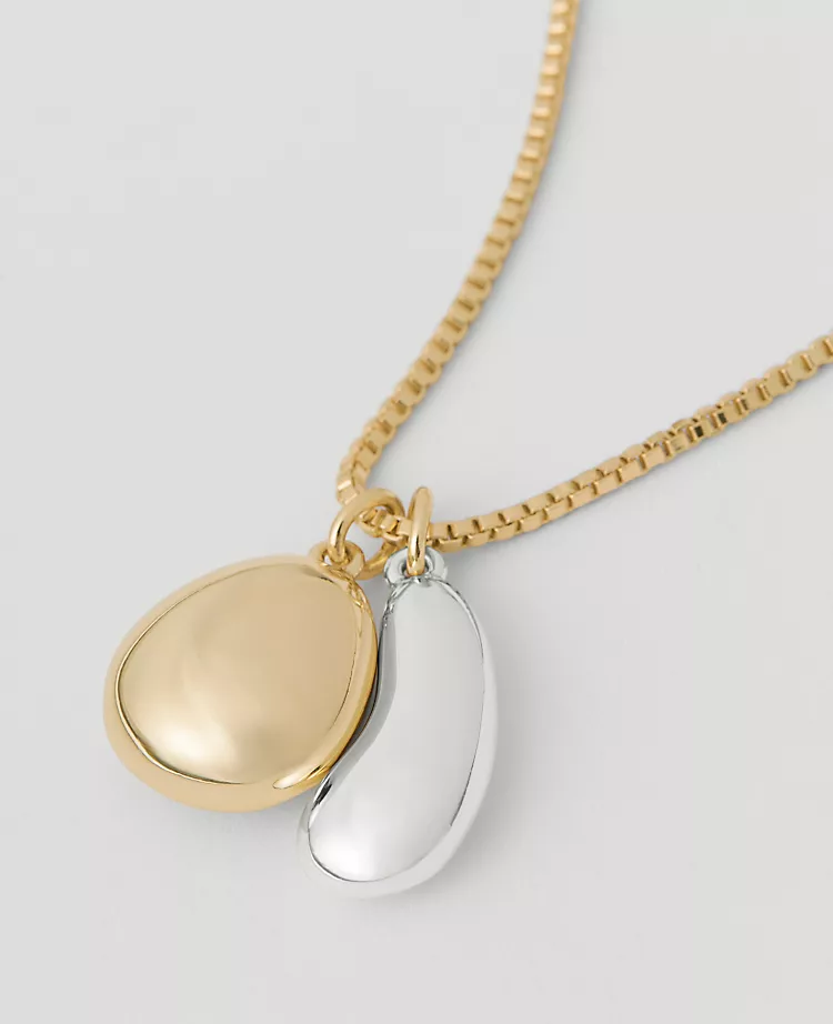 Mixed Metal Double Pendant Necklace