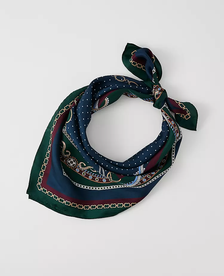 Silk Chain Link Print Little Scarf