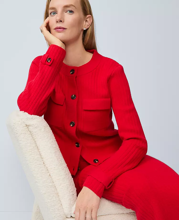 Petite Ribbed Sweater Jacket
