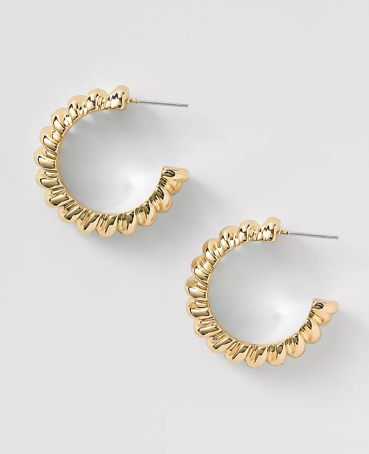 Metal Textured Hoop Earrings