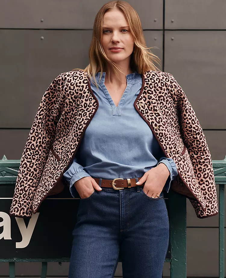 Petite Weekend Collection Animal Print Quilted Jacket