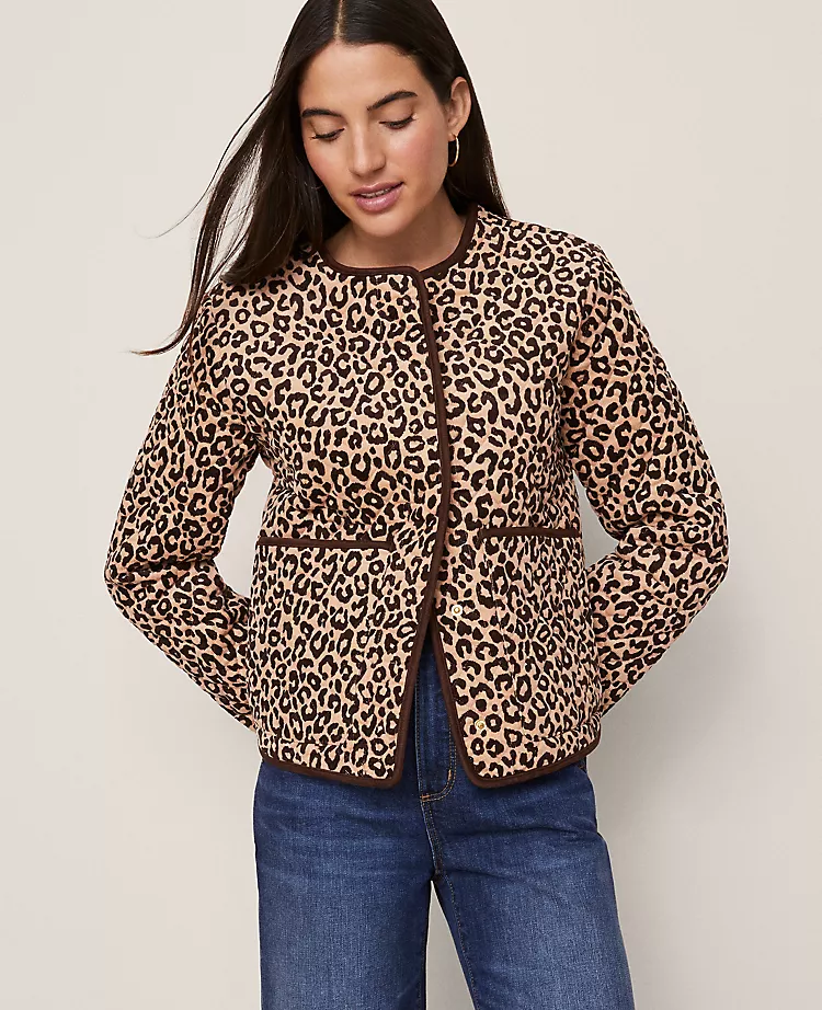 Petite Weekend Collection Animal Print Quilted Jacket