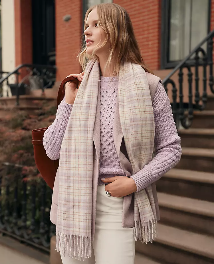 Plaid Fringe Scarf