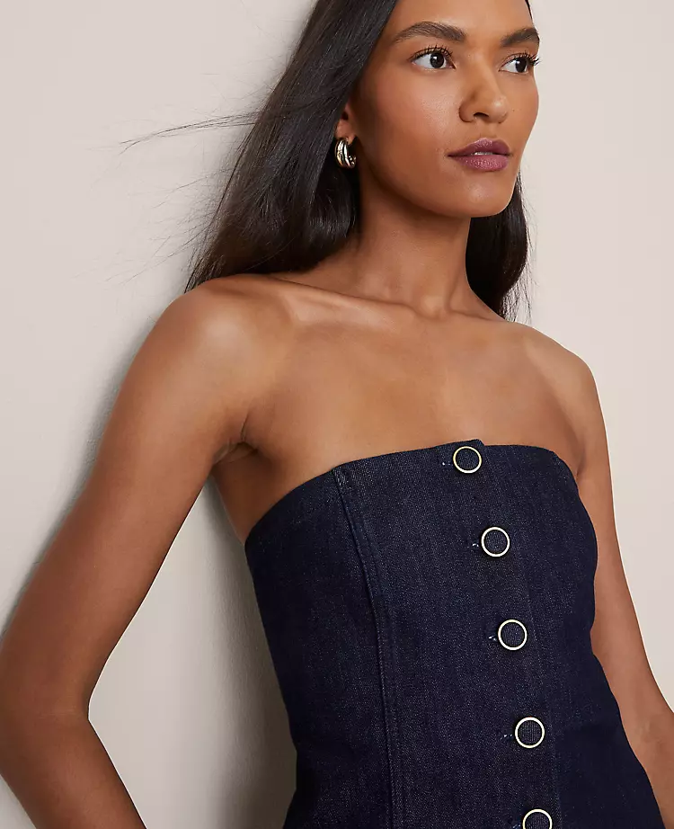Petite Strapless Denim Vest