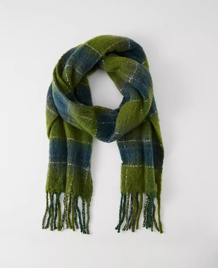 Brushed Plaid Fringe Scarf