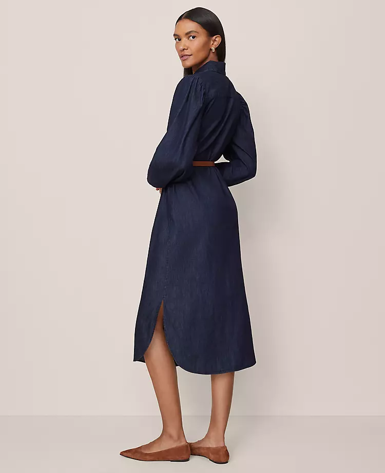 Chambray Column Midi Dress