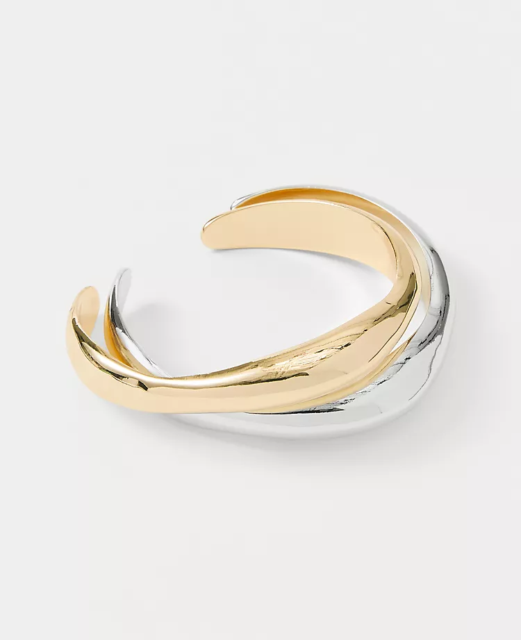 Wavy Mixed Metal Cuff Bracelet