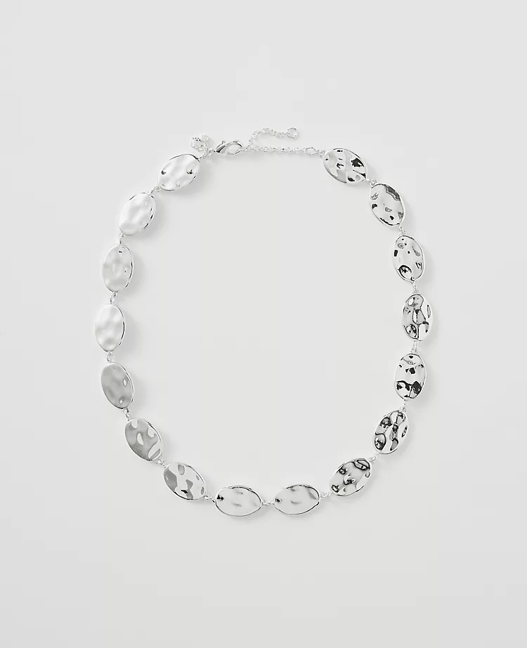 Textured Metal Disc Necklace