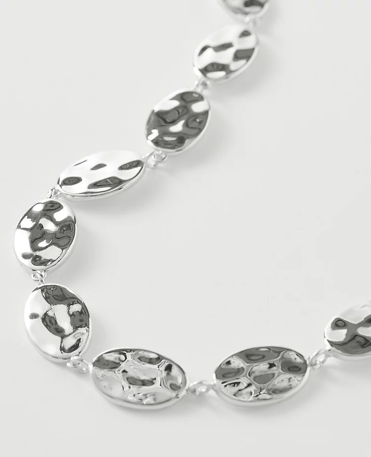 Textured Metal Disc Necklace